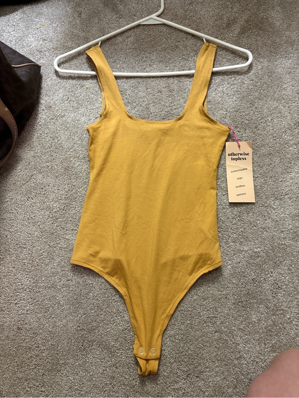 Otherwise Topless Mustard Ribbed Tank Bodysuit Sz XXS